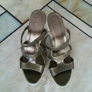 Moda Gold Sandal Cork Wedges 10